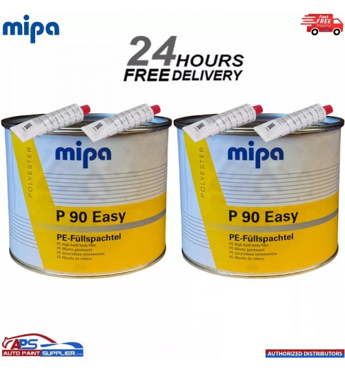 2x MIPA P90 Easy Body Filler 4kg – High Build PE Filler with Hardener